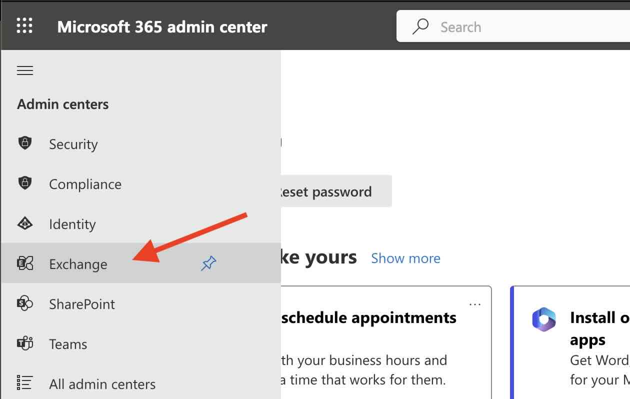 Microsoft 365 Admin Center - Exchange